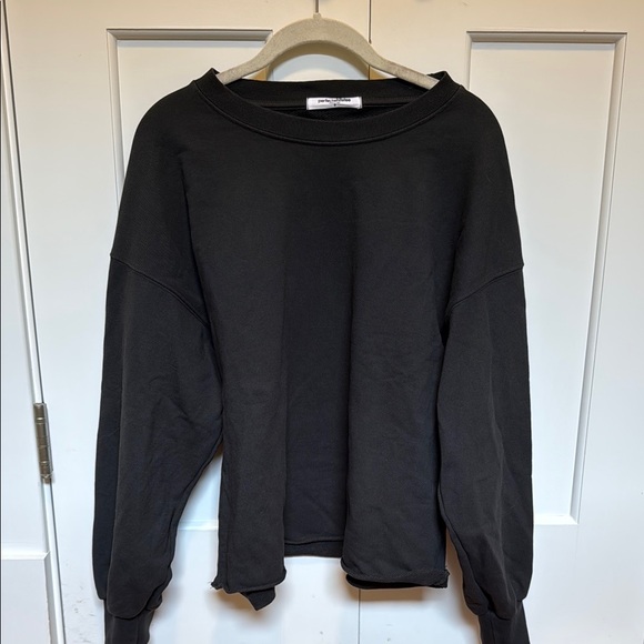 Perfectwhitetee Zayne French Terry Long Sleeve Pullover in Vintage Black - Picture 2 of 6